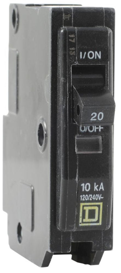 Square D QO120 Circuit Breaker | 120/240VAC 20A 1P 10kA@240V Plug-In QO Series