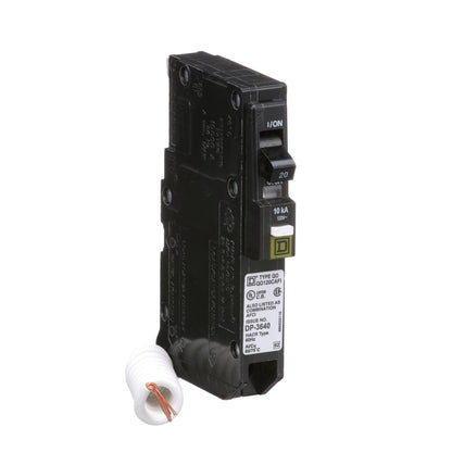 Square D QO120CAFI Circuit Breaker 120V 20A 1P 10kA@120V Plug-In QO Series