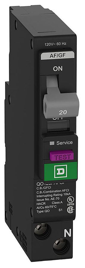 Square D QO120PAFGF Circuit Breaker | 120V 20A 1P 10kA@120V Plug-In QO