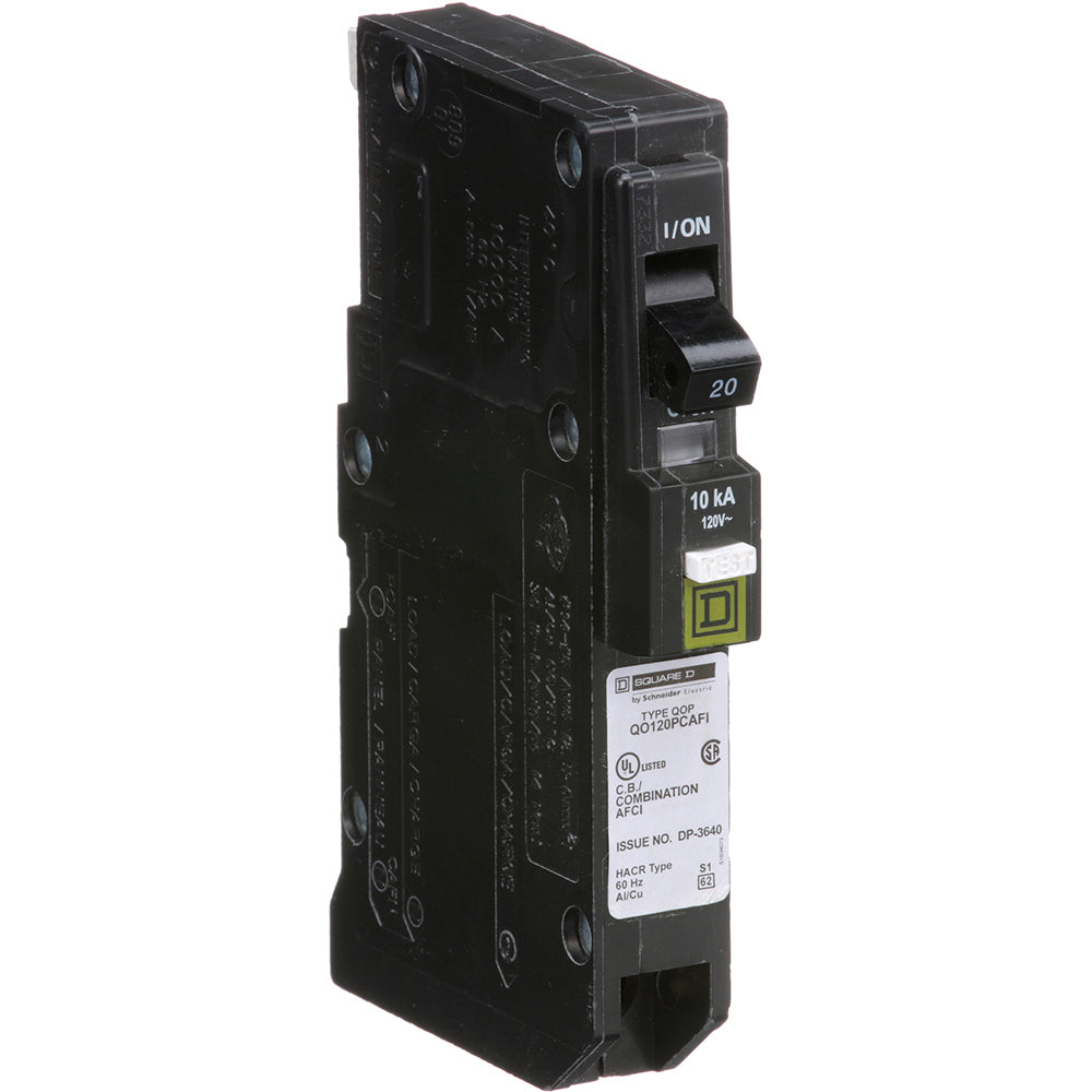 Square D QO120PCAFI Circuit Breaker | 120V 20A 1P 10kA@120V Plug-In QO Series