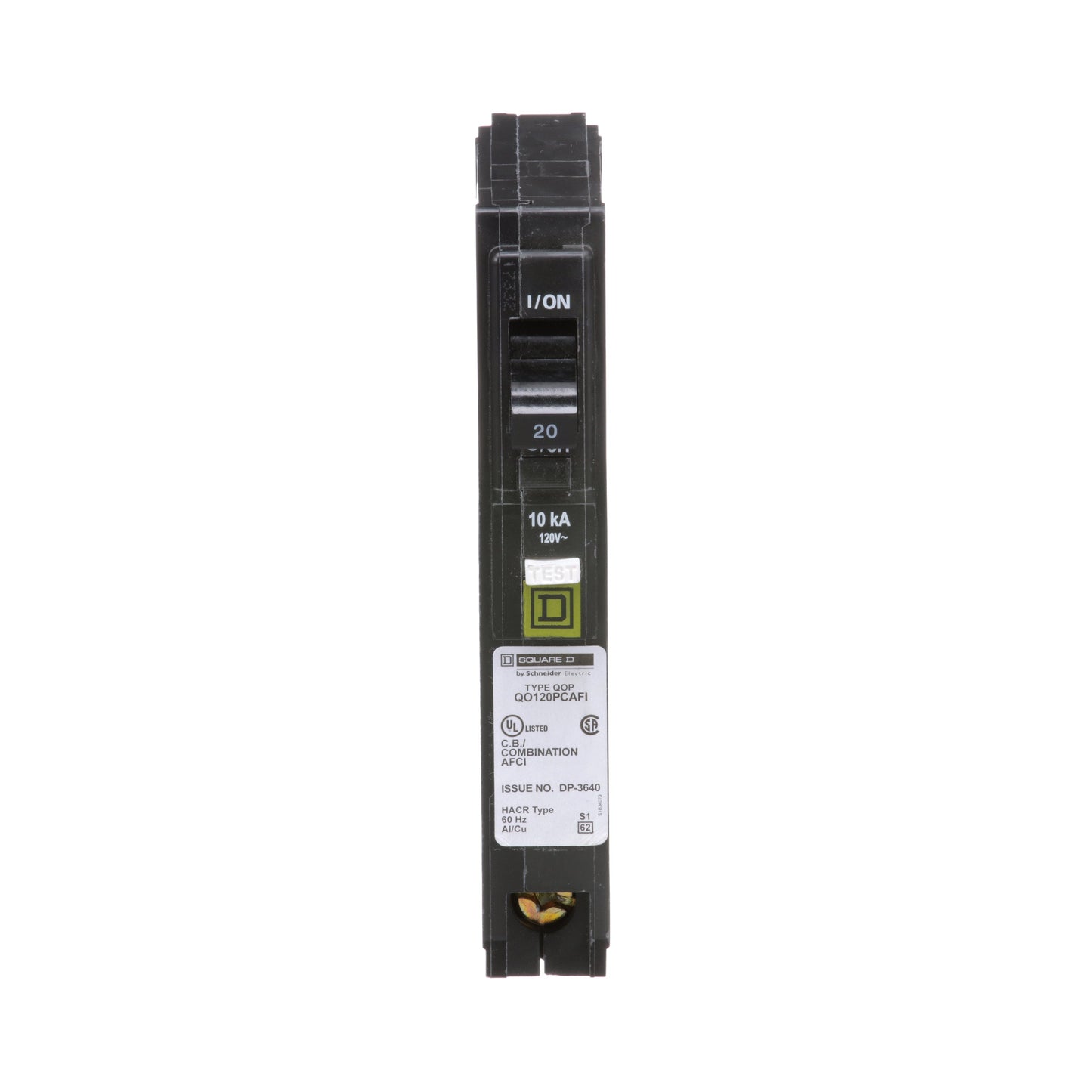 Square D QO120PCAFI Circuit Breaker | 120V 20A 1P 10kA@120V Plug-In QO Series