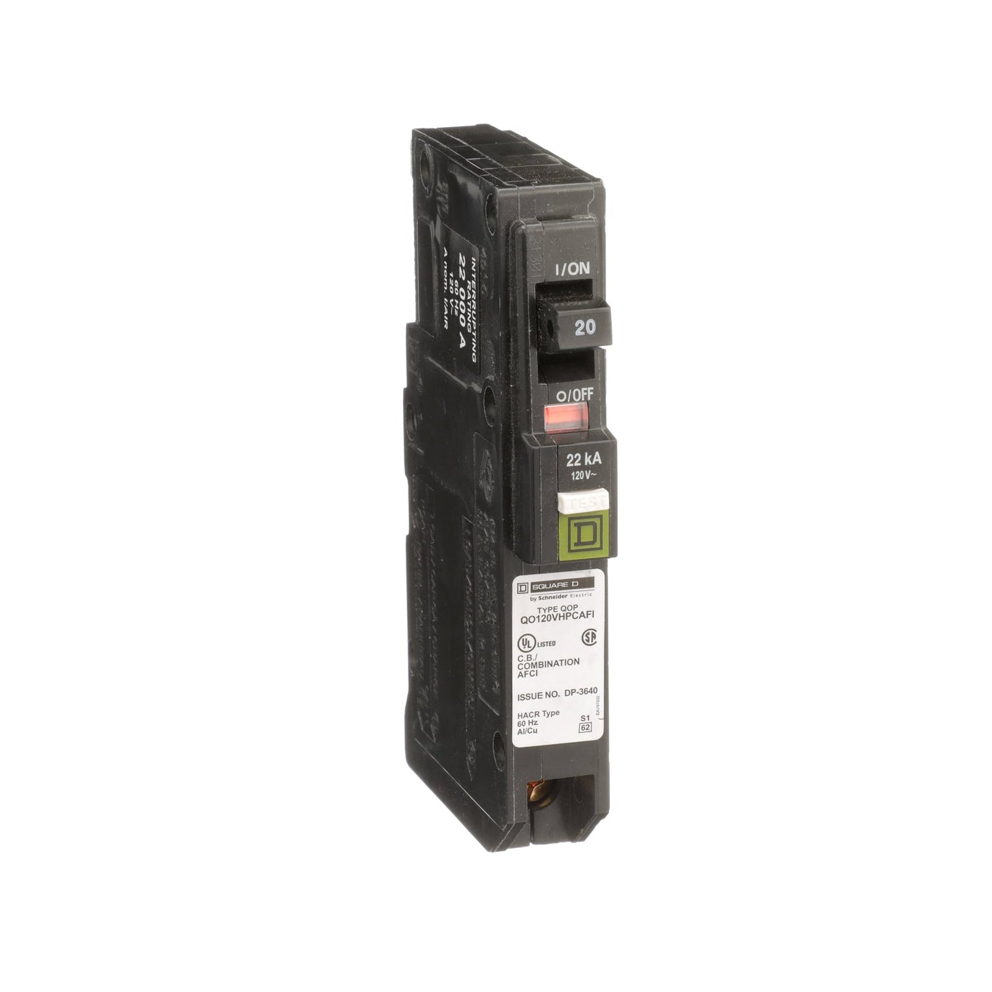 QO120VHPCAFI - Square D Plug-In 120V 20A 1 pole circuit breaker 22kA@120V - Essential Electric Supply