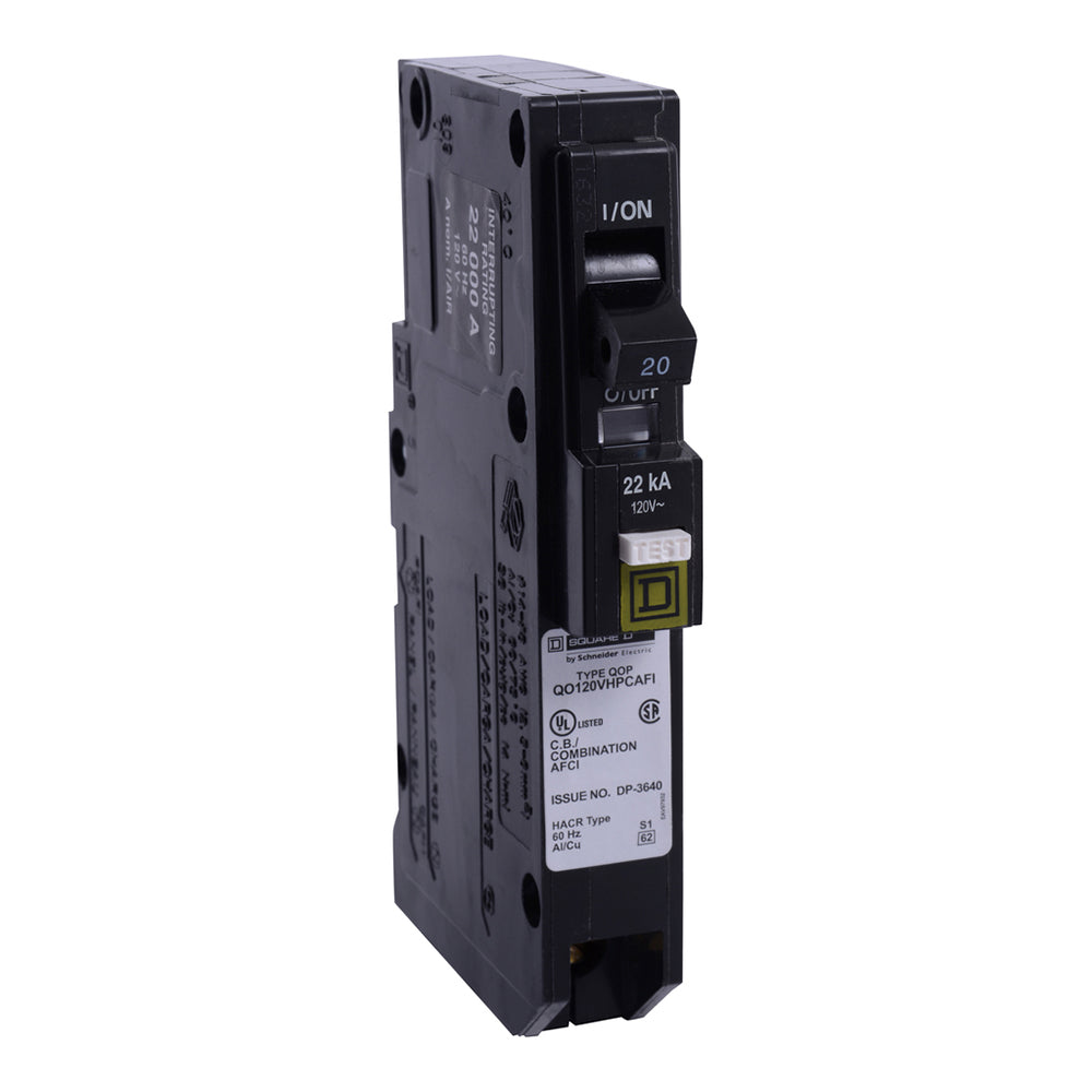 Square D QO120VHPCAFI Circuit Breaker | 120V 20A 1P 22kA@120V Plug-In QO Series
