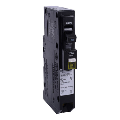 Square D QO120VHPCAFI Circuit Breaker | 120V 20A 1P 22kA@120V Plug-In QO Series