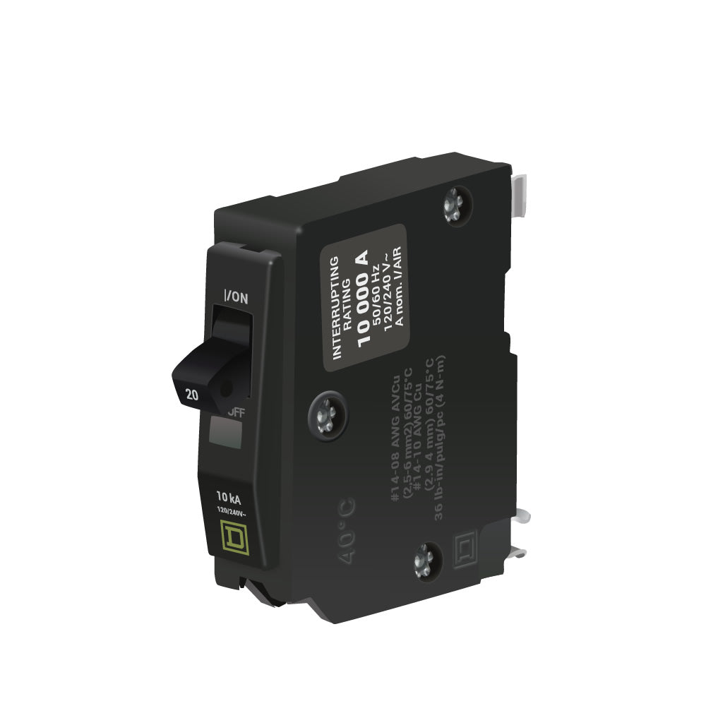 Square D QO120 Circuit Breaker | 120/240VAC 20A 1P 10kA@240V Plug-In QO Series