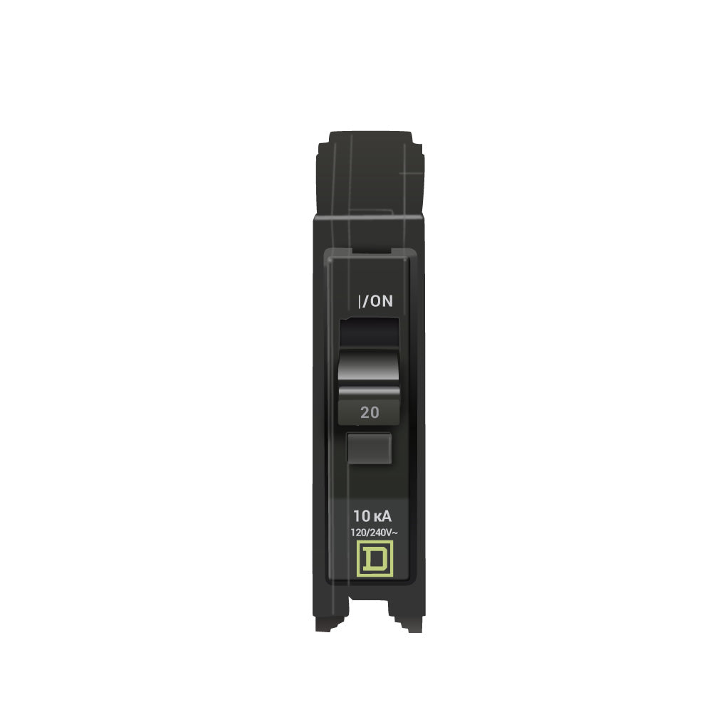 Square D QO120 Circuit Breaker | 120/240VAC 20A 1P 10kA@240V Plug-In QO Series