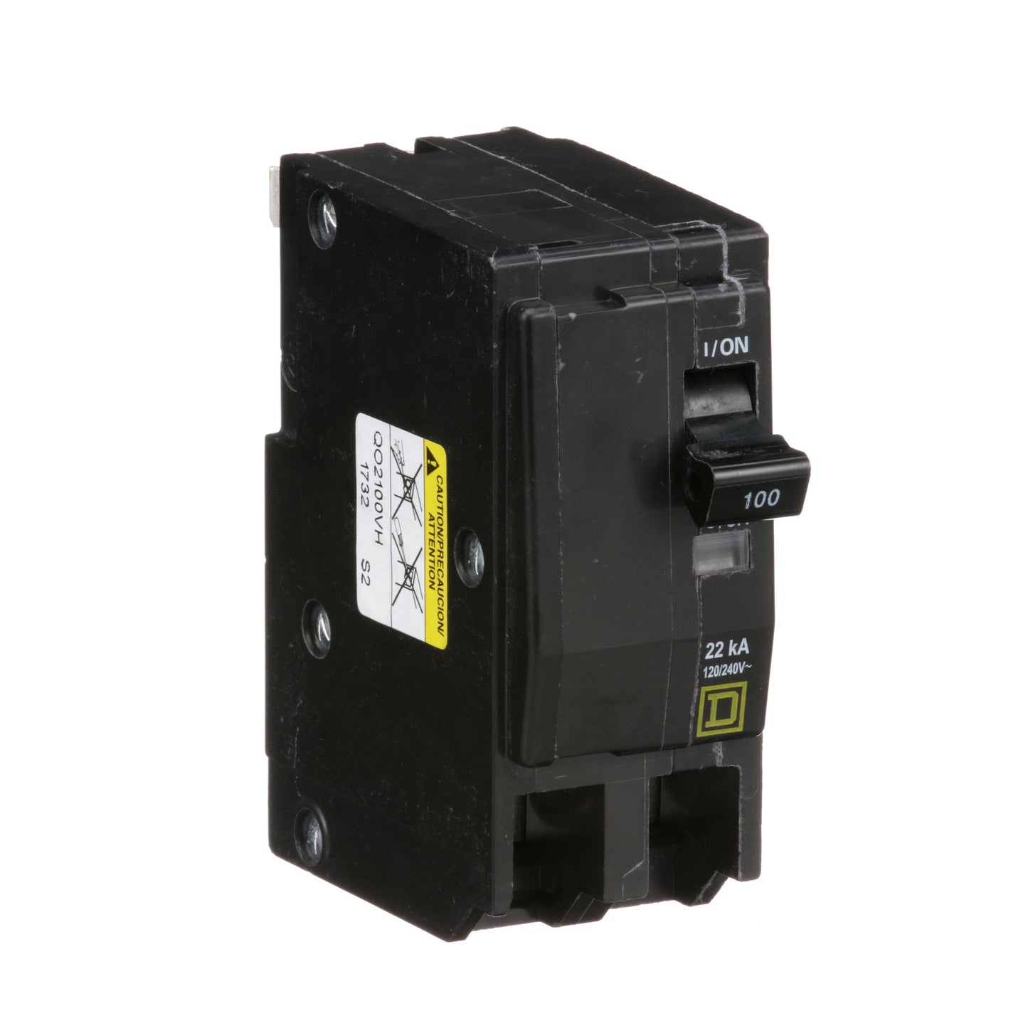 Square D QO2100VH Circuit Breaker 120/240V 100A 2P 22kA@120V Plug-In QO Series