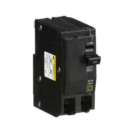 Square D QO2100VH Circuit Breaker 120/240V 100A 2P 22kA@120V Plug-In QO Series
