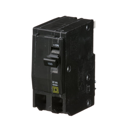 Square D QO2100VH Circuit Breaker 120/240V 100A 2P 22kA@120V Plug-In QO Series