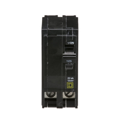 Square D QO2125VH Circuit Breaker 120/240V 125A 2P 22kA@120V Plug-In QO Series