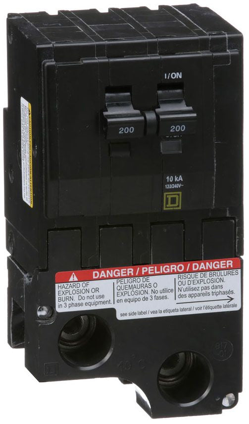 Square D QO2200 Circuit Breaker | 120/240V 200A 2P 10kA@240V Plug-In QO Series
