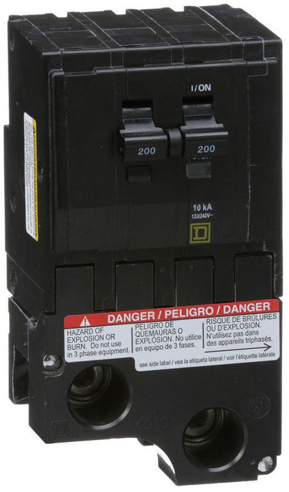 Square D QO2200 Circuit Breaker | 120/240V 200A 2P 10kA@240V Plug-In QO Series