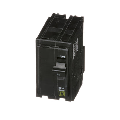 Square D QO220VH Circuit Breaker 120/240V 20A 2Pole 22kA@120V Plug-In QO Series