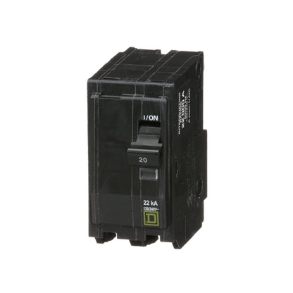Square D QO220VH Circuit Breaker 120/240V 20A 2Pole 22kA@120V Plug-In QO Series