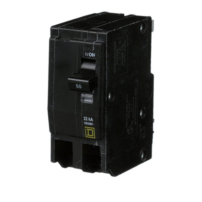 Square D QO250VH Circuit Breaker 120/240V 50A 2P 22kA@120V Plug-In QO Series