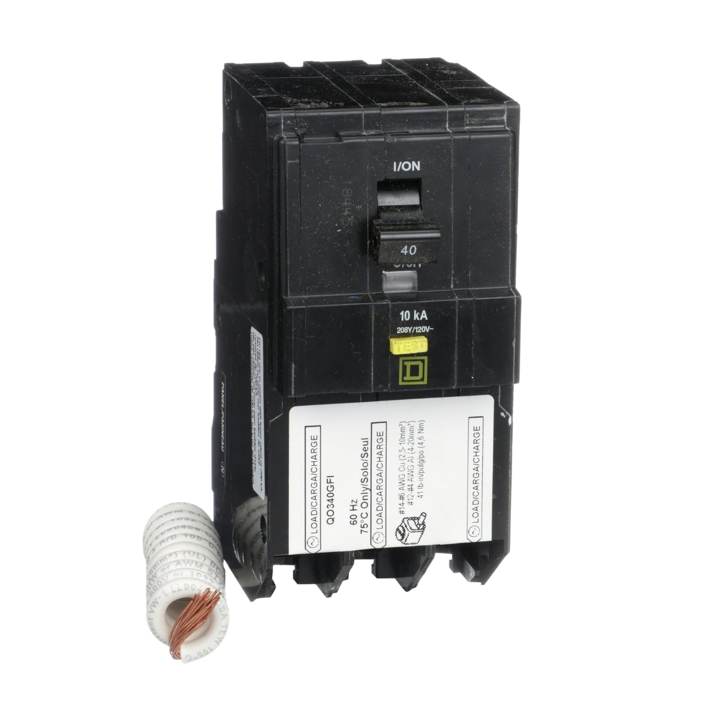 Square D QO340GFI Circuit Breaker | 120/240V 40A 3P 10kA@240V Plug-In QO Series