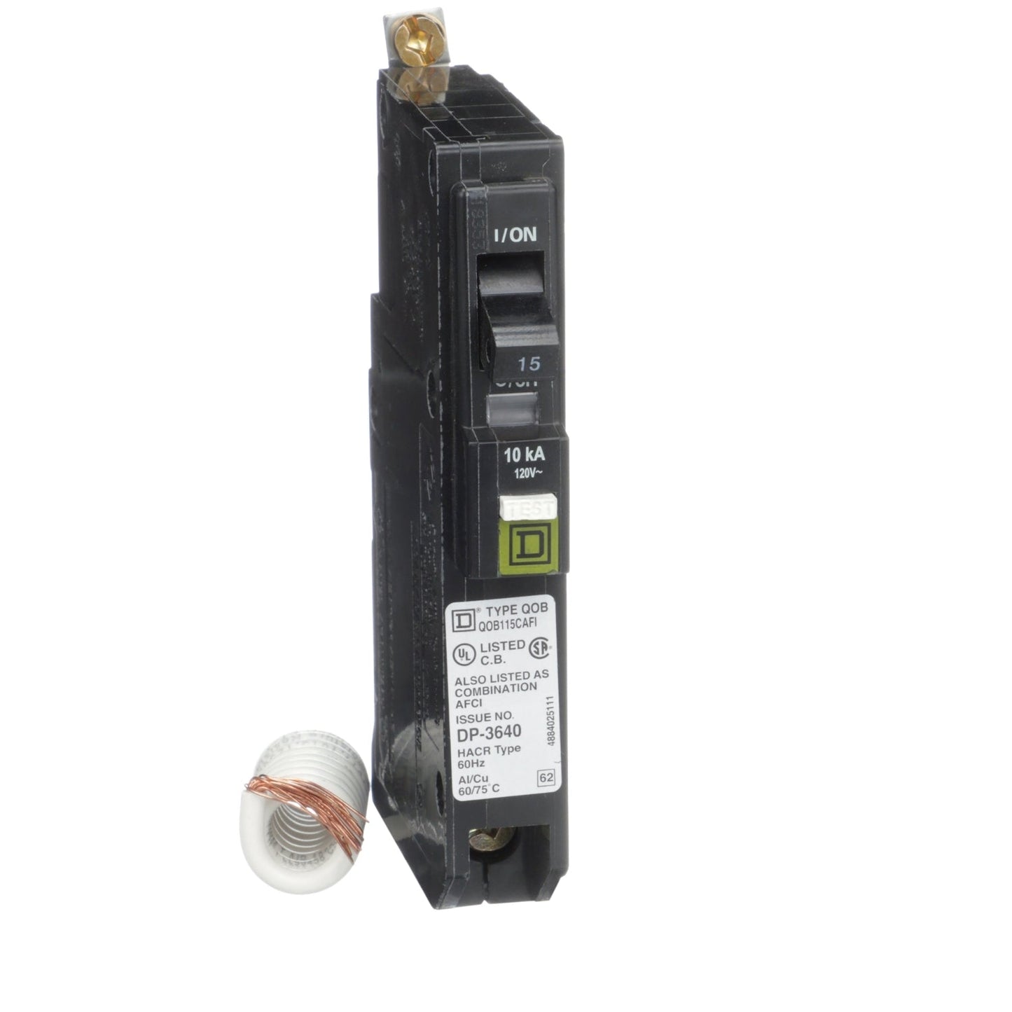 QOB115CAFI - Square D Bolt-on 120V 15A 1 pole circuit breaker 10kA@120V - Essential Electric Supply