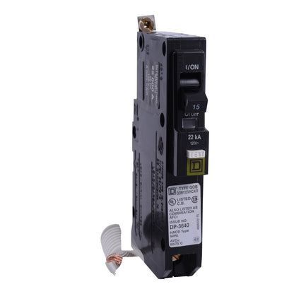 Square D QOB115VHAFI Circuit Breaker | 120V 15A 1P 22kA@120V Bolt-On QOB Series