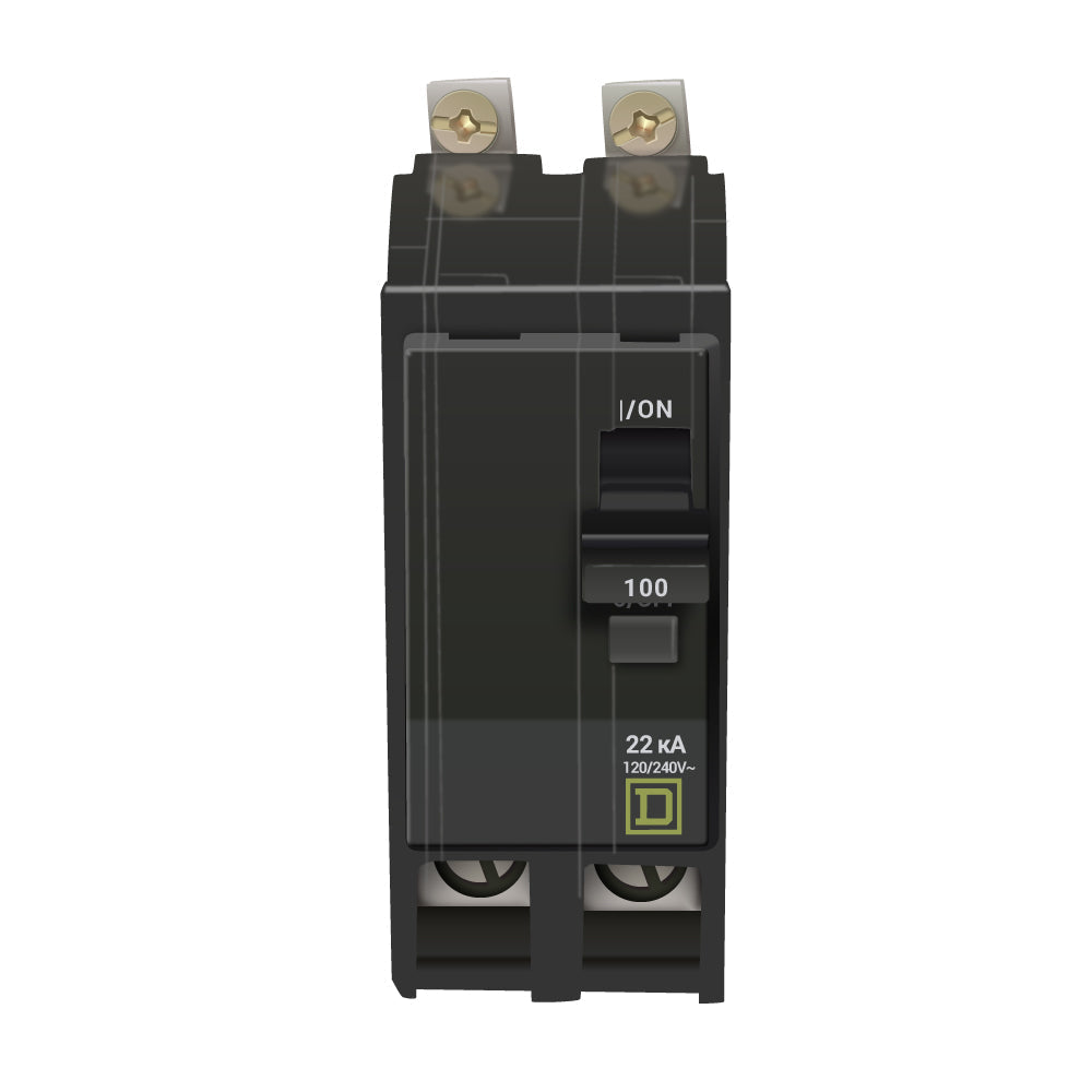 Square D QOB2100VH Circuit Breaker 120/240V 100A 2P 22kA@240V Bolt-on QOB Series