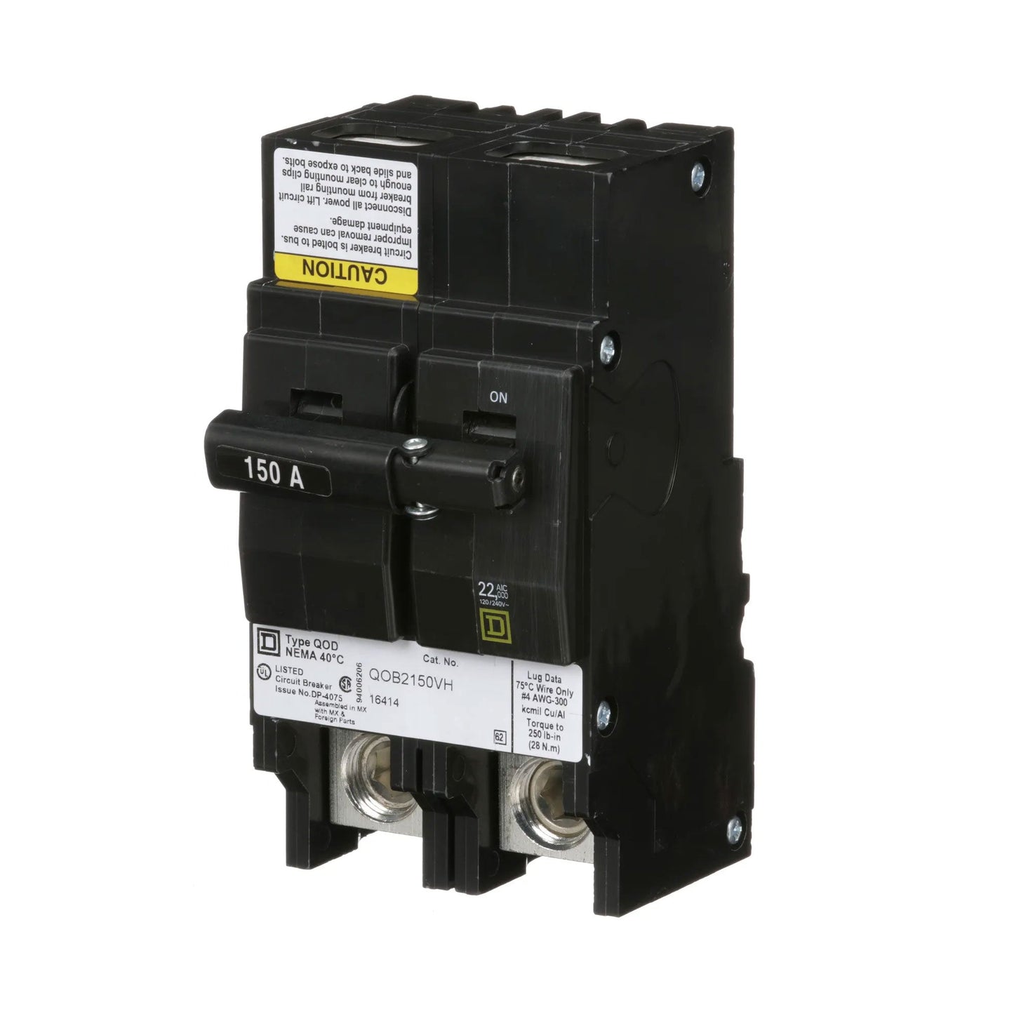 Square D QOB2150VH Circuit Breaker | 120/240V 150A 2P 22kA@240V Bolt-on QOB Series