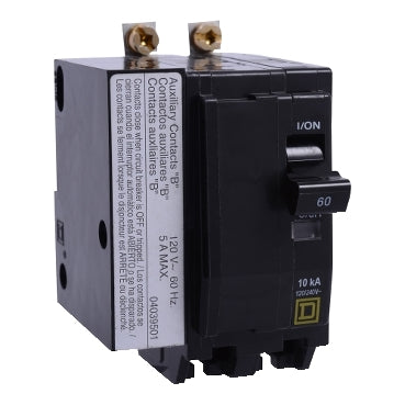 Square D QOB2601201 Circuit Breaker | 120V 60A 2P 10kA@120V Bolt-On QOB Series