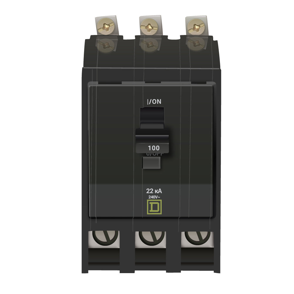 Square D QOB3100VH Circuit Breaker | 240V 100A 3P 22kA@240V Bolt-On QOB Series