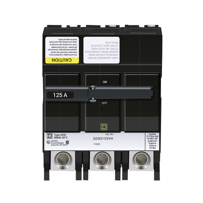 Square D QOB3125VH Circuit Breaker | 240V 125A 3P 22kA@240V Bolt-On QOB Series