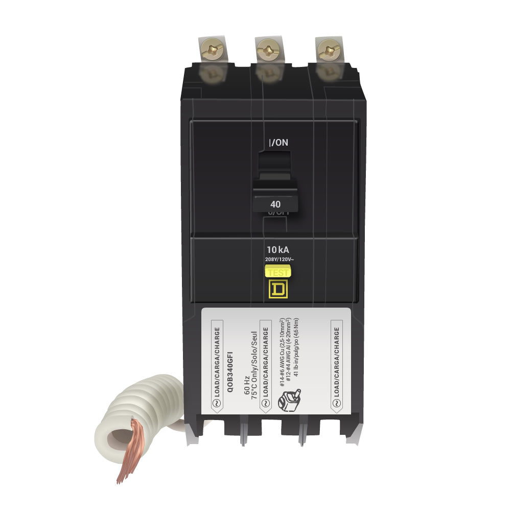 Square D QOB340GFI Circuit Breaker | 120/240V 40A 3P 10kA@240V Bolt-on QOB Series