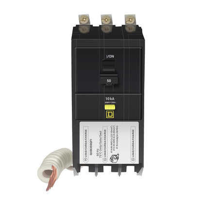 Square D QOB350GFI Circuit Breaker | 120/240V 50A 3P 10kA@240V Bolt-on QOB Series