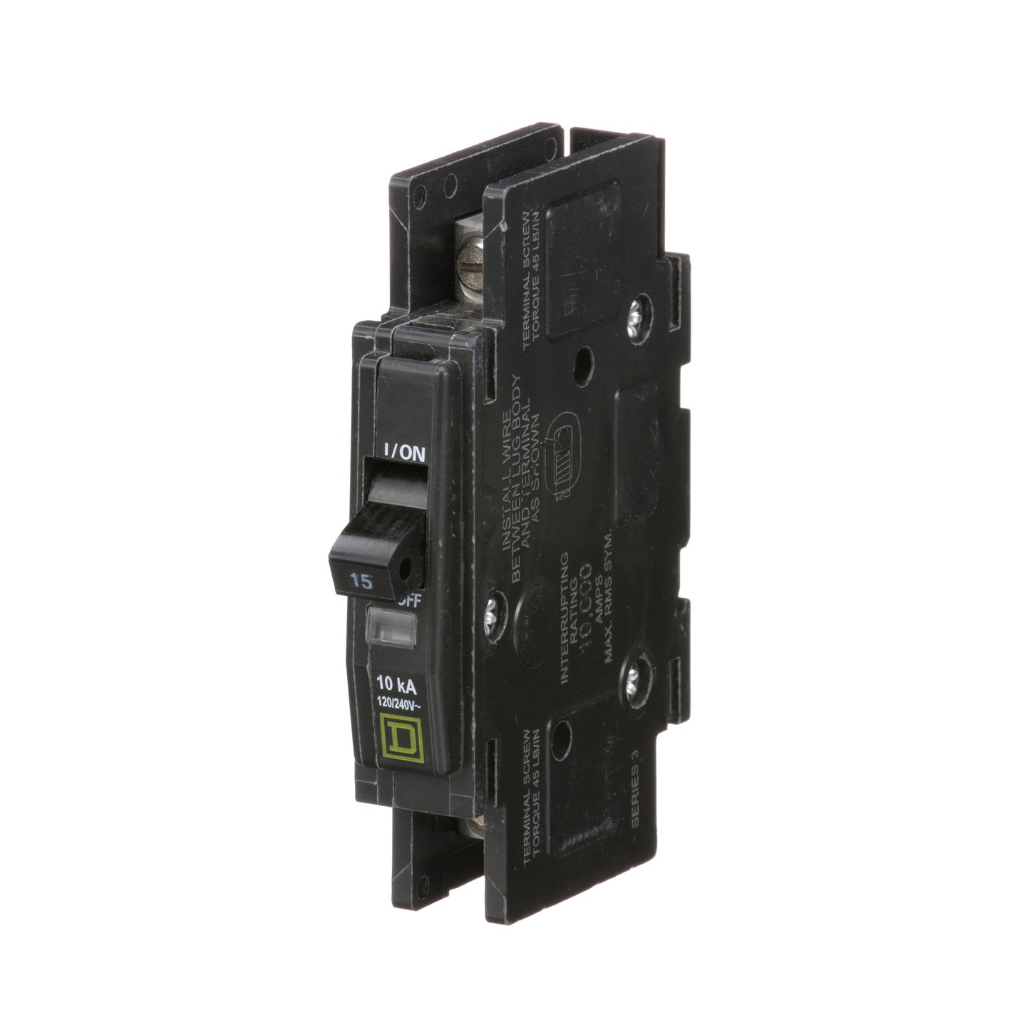 Square D QOU115 Circuit Breaker | 120/240V 15A 1P 10kA@120V Bolt-On QOU Series