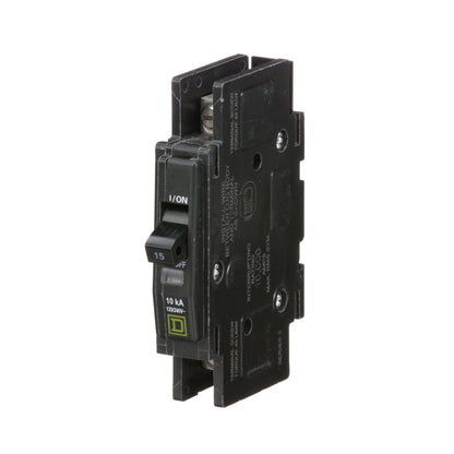 Square D QOU115 Circuit Breaker | 120/240V 15A 1P 10kA@120V Bolt-On QOU Series