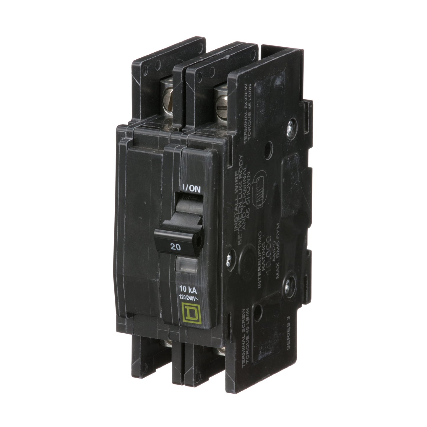 Square D QOU220 Circuit Breaker | 120/240VAC 20A 2P 10kA@240V Bolt-On QOU Series