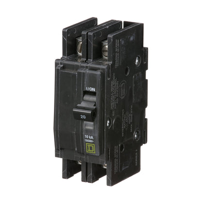 Square D QOU220 Circuit Breaker | 120/240VAC 20A 2P 10kA@240V Bolt-On QOU Series