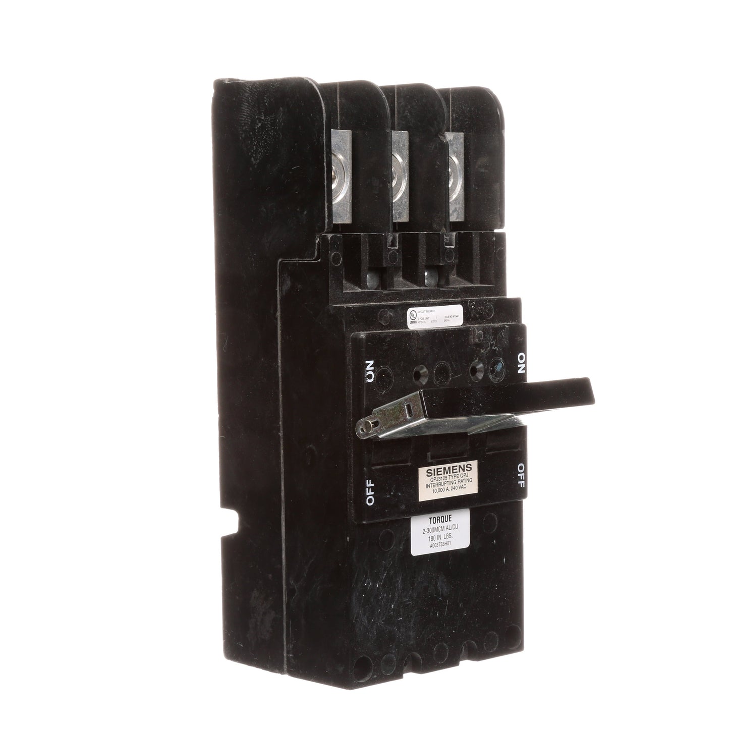 Siemens QPJ3125 Circuit Breaker | 240V 125A 3P 10kA@240V Bolt-On Q Series