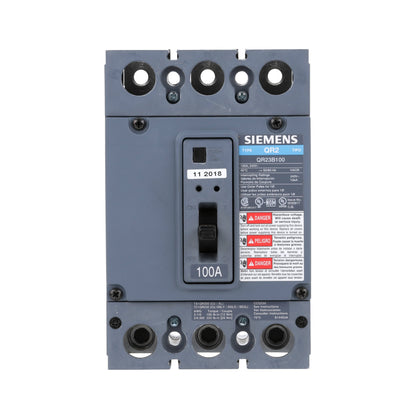 Siemens QR23B100 Circuit Breaker | 240V 100A 3P 10kA@240V Bolt-On QR Series