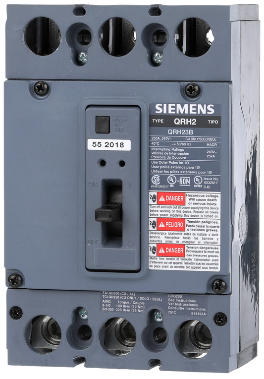 Siemens QRH23B200L Circuit Breaker | 240V 200A 3P 25kA@240V Feed-Thru QR Series