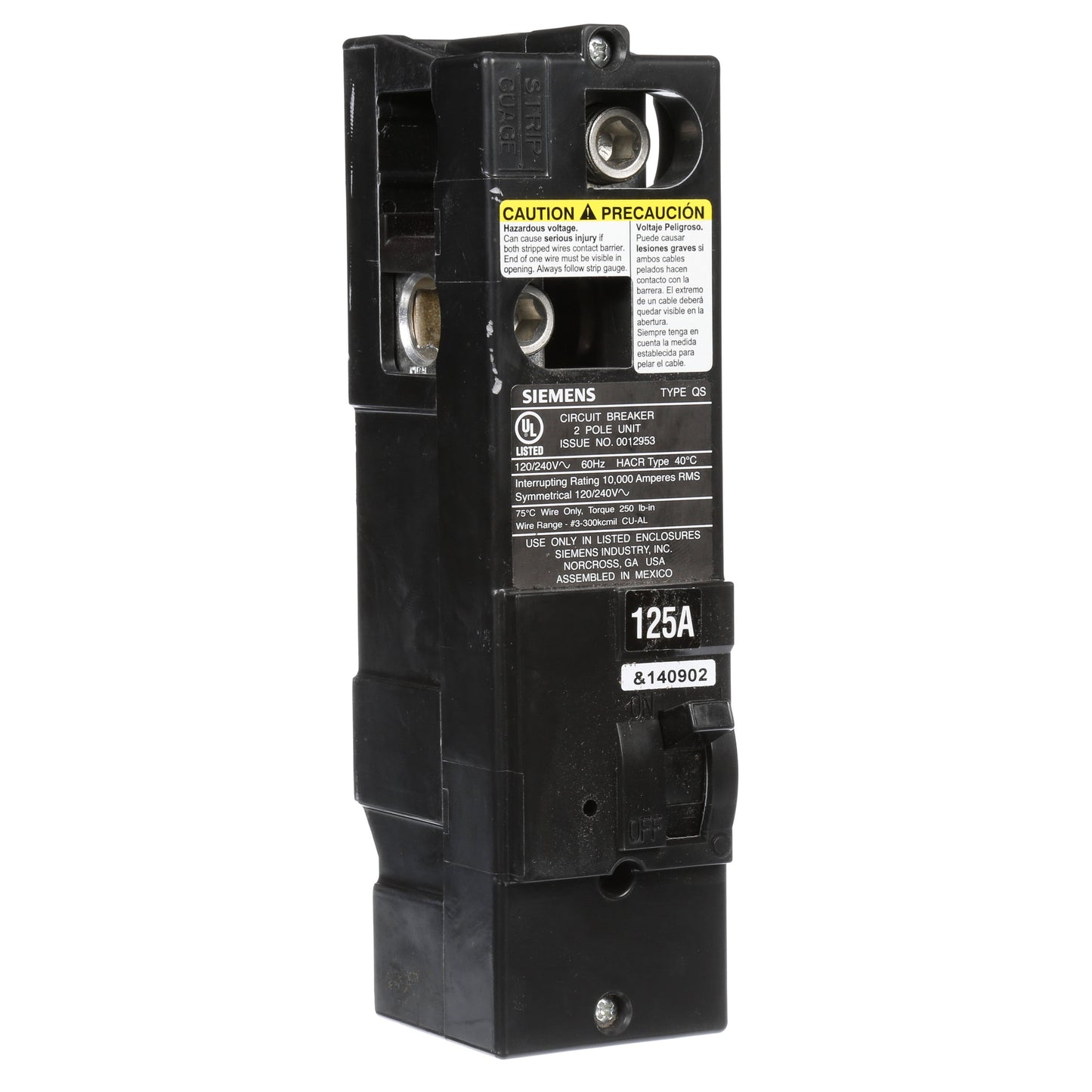 Siemens QS2125 Circuit Breaker | 240V 125A 2P 10kA@240V Plug-In Power Mod
