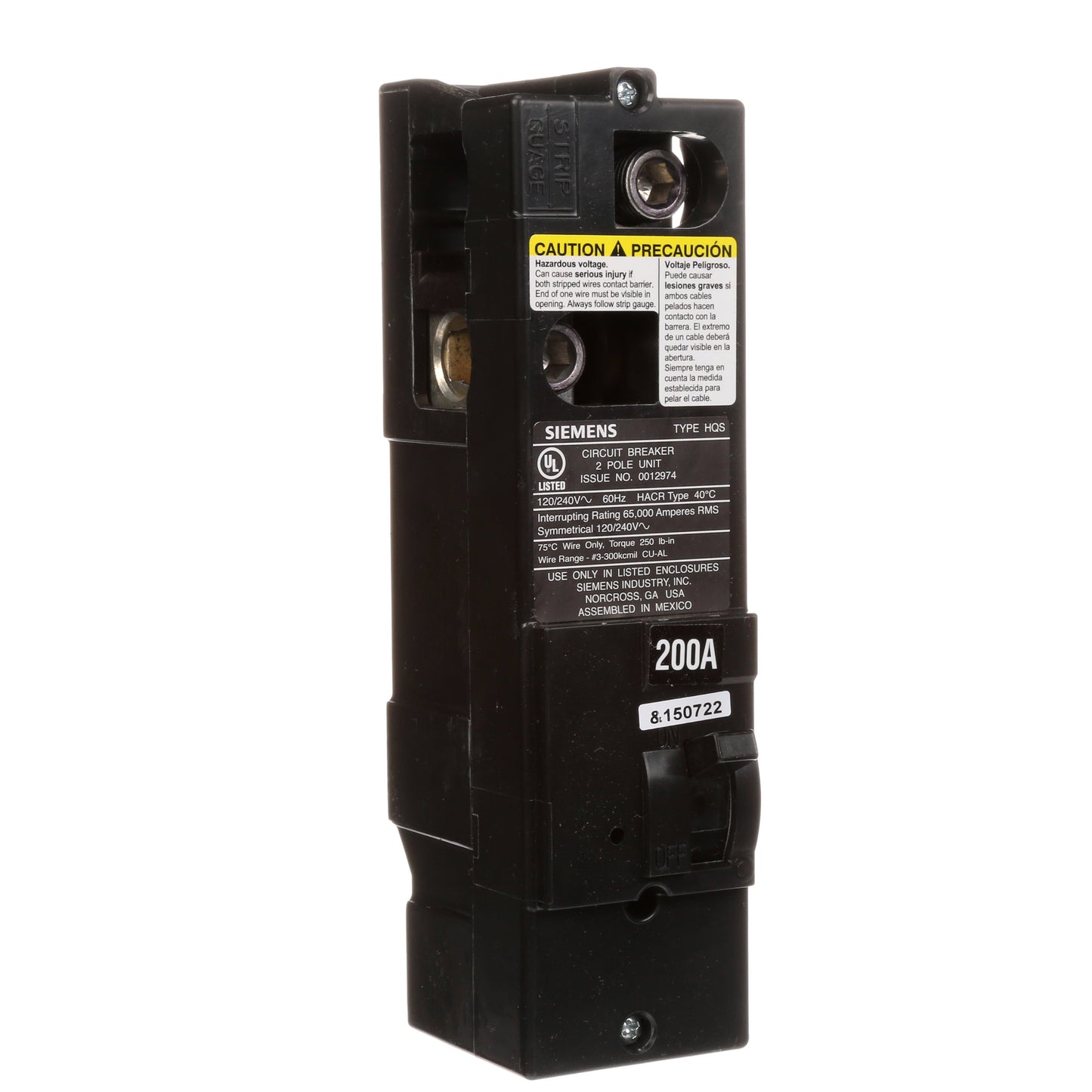 Siemens QS2200HH Circuit Breaker | 240V 200A 2 Pole 65kA@240V Plug-In Power Mod