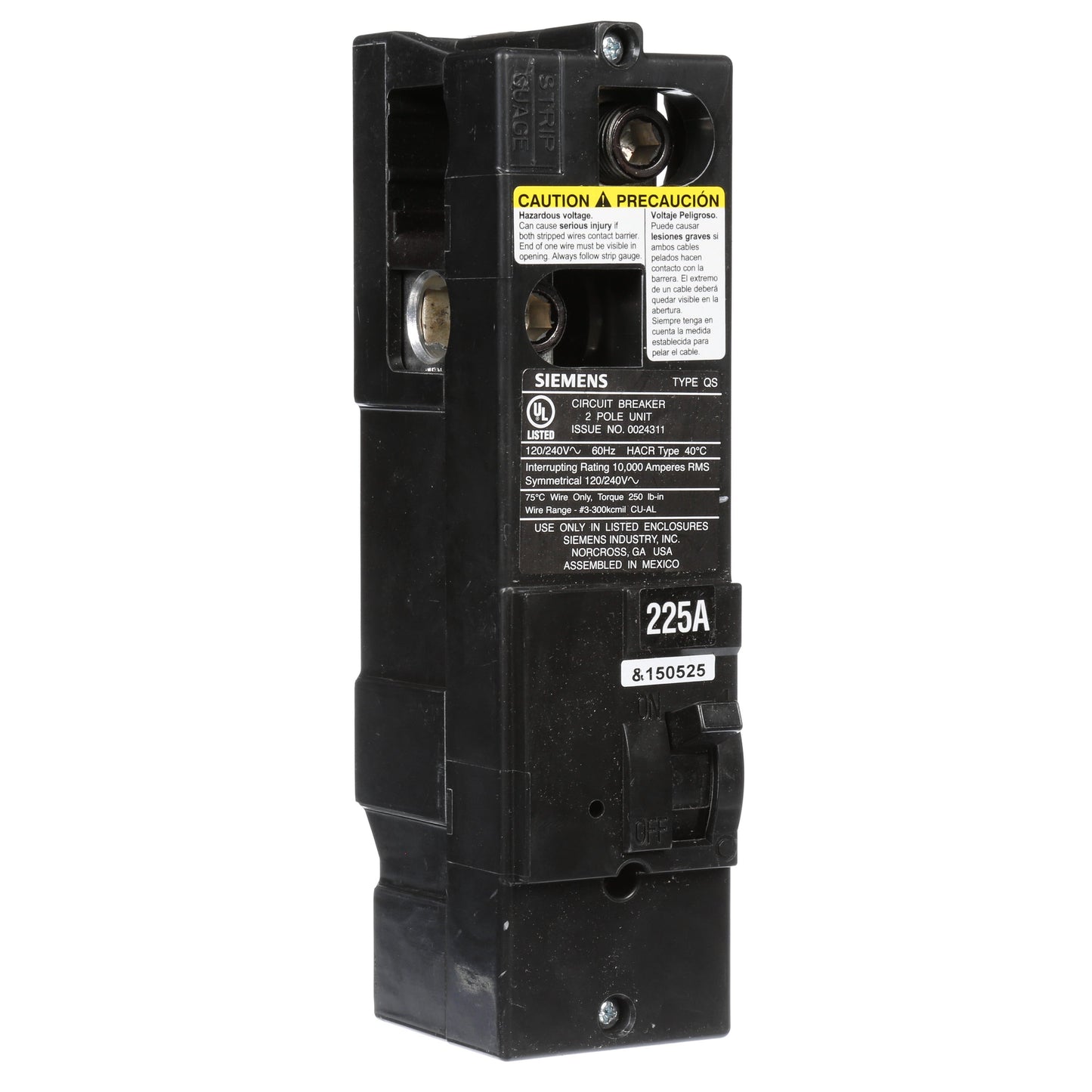 Siemens QS2225 Circuit Breaker | 240V 225A 2P 10kA@240V Plug-In Power Mod QS