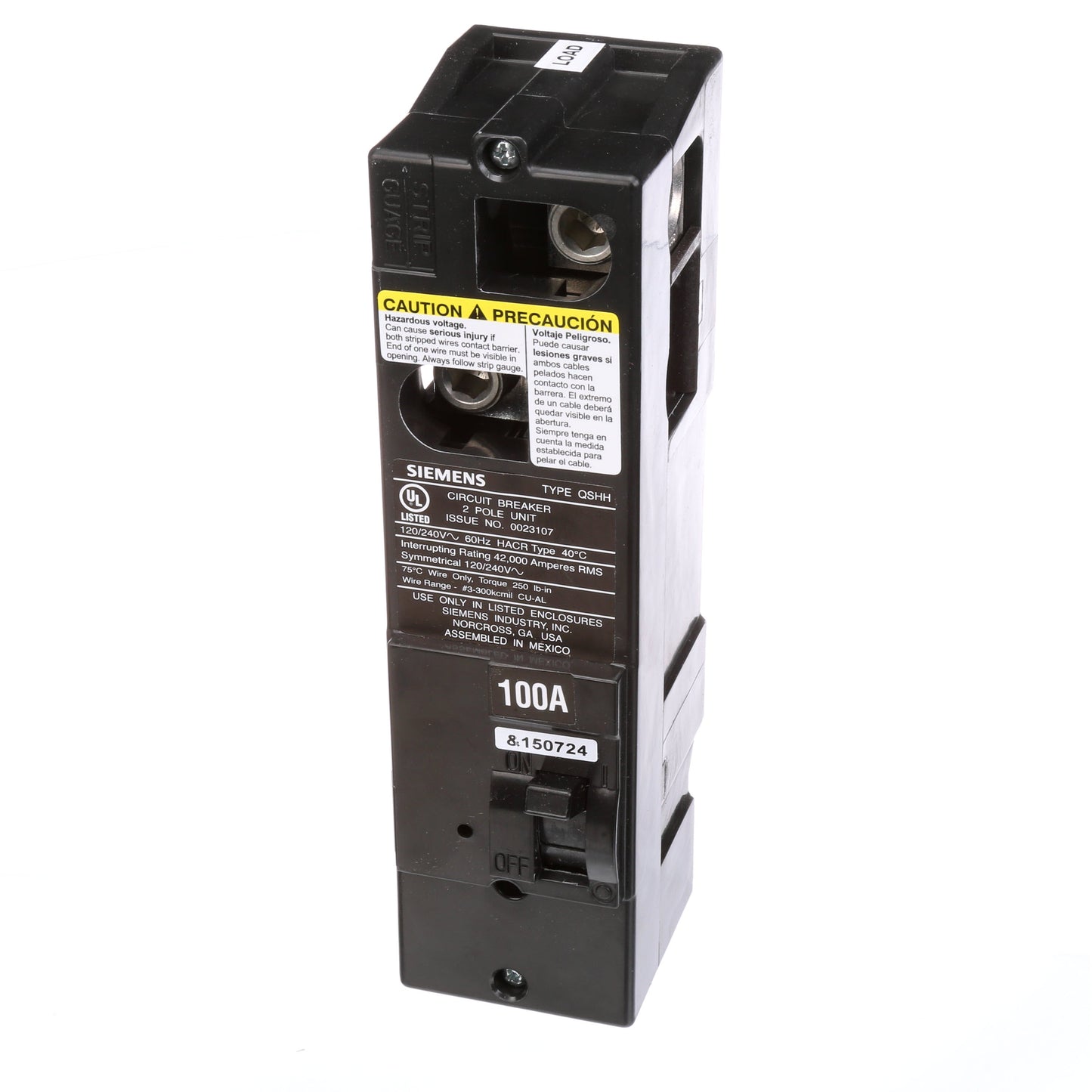 Siemens QSH2100 Circuit Breaker | 240V 100A 2P 42kA@240V Power Mod