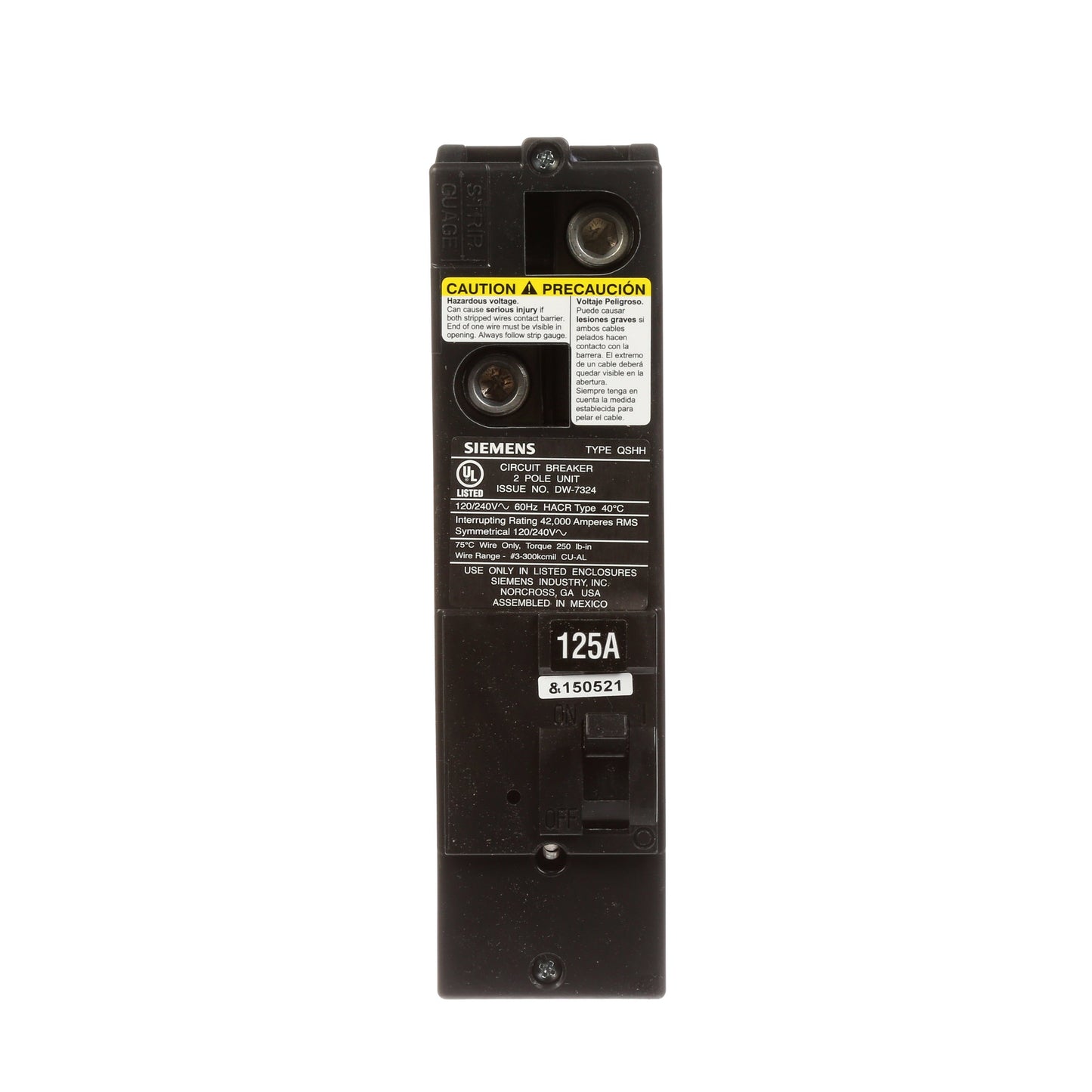 Siemens QSH2125 Circuit Breaker | 240V 125A 2P 42kA@240V Power Mod