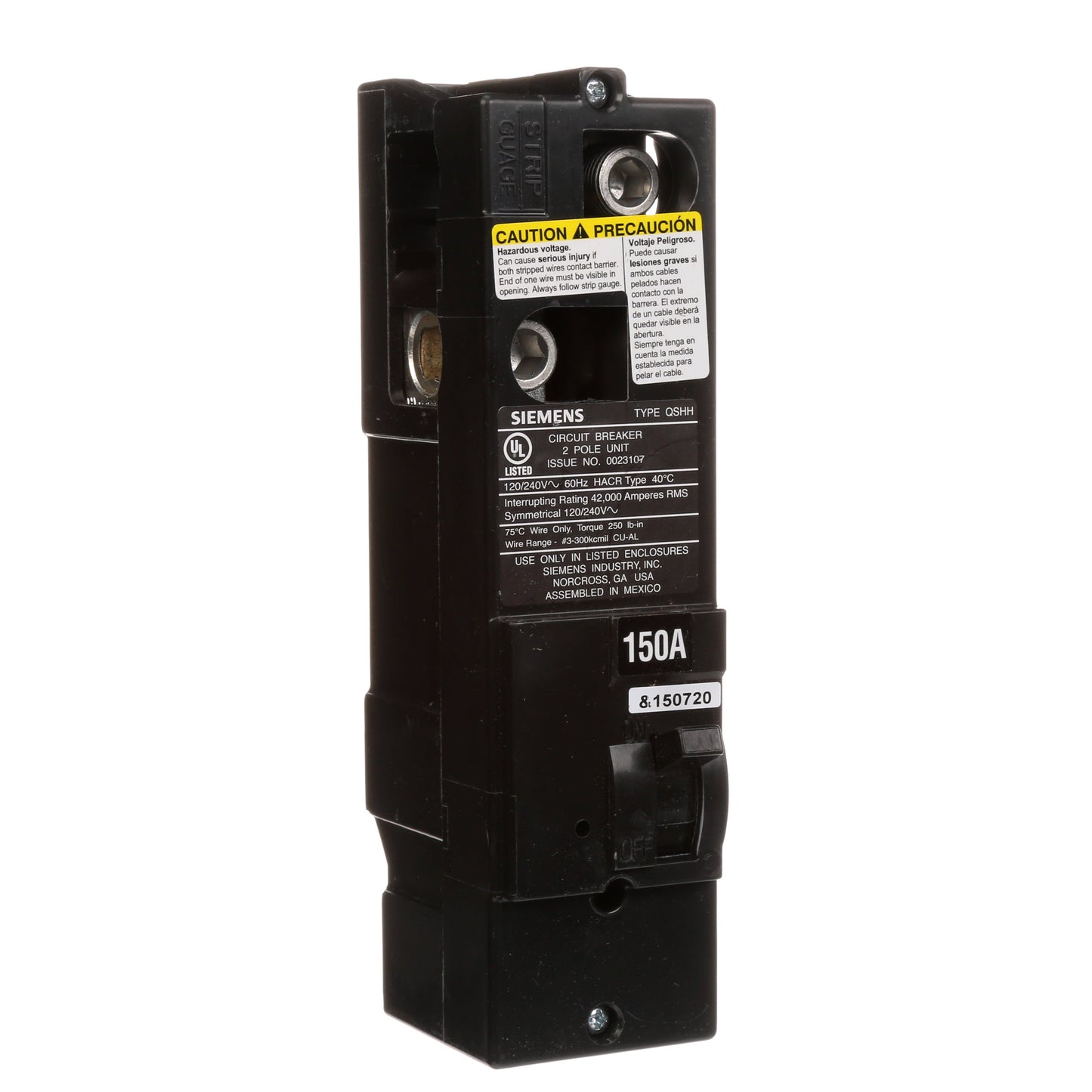 Siemens QSH2150 Circuit Breaker | 240V 150A 2P 42kA@240V Power Mod