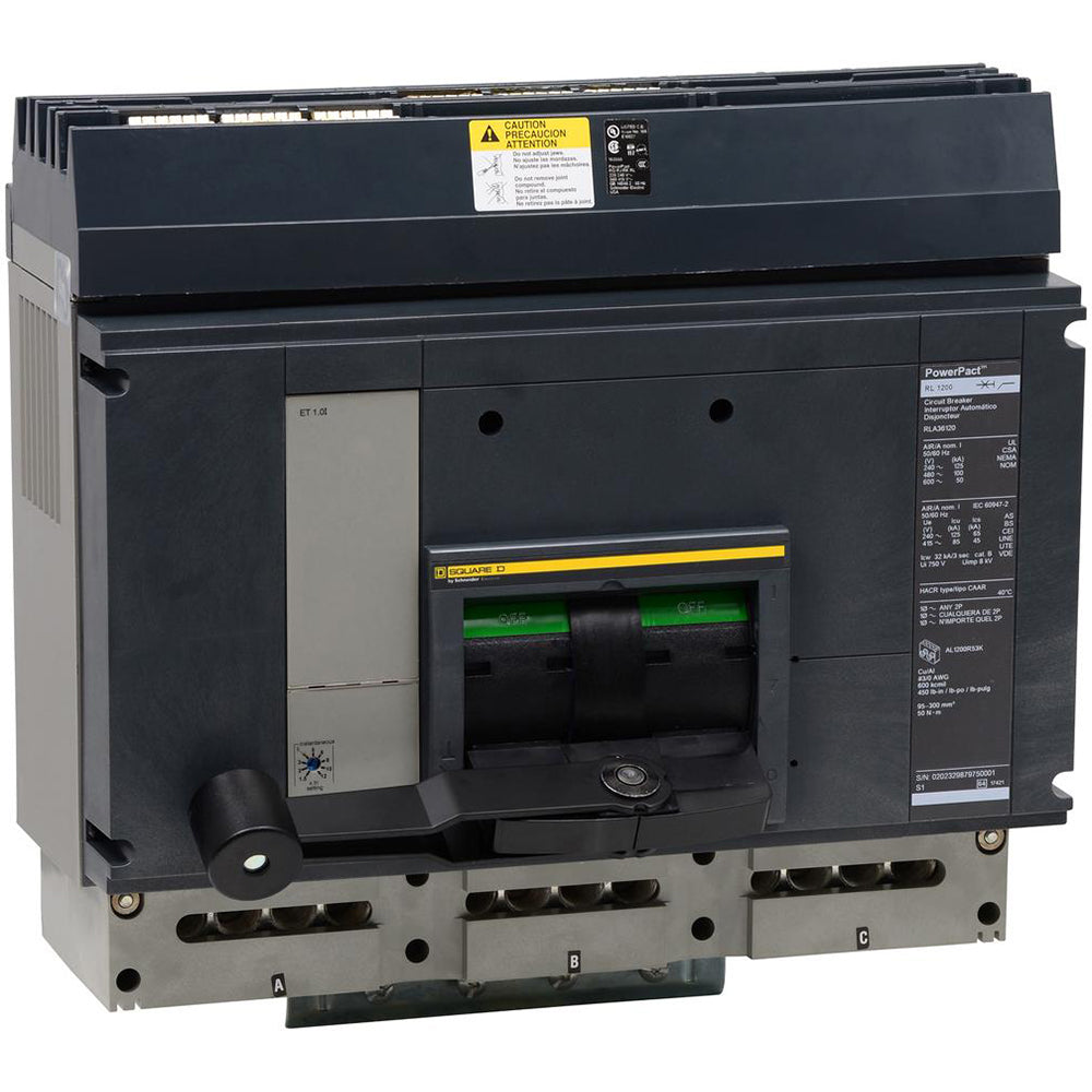 Square D RJA36100CU33A Circuit Breaker | 600V 1000A 3P 65kA@480V I-Line Style Plug-In Powerpact