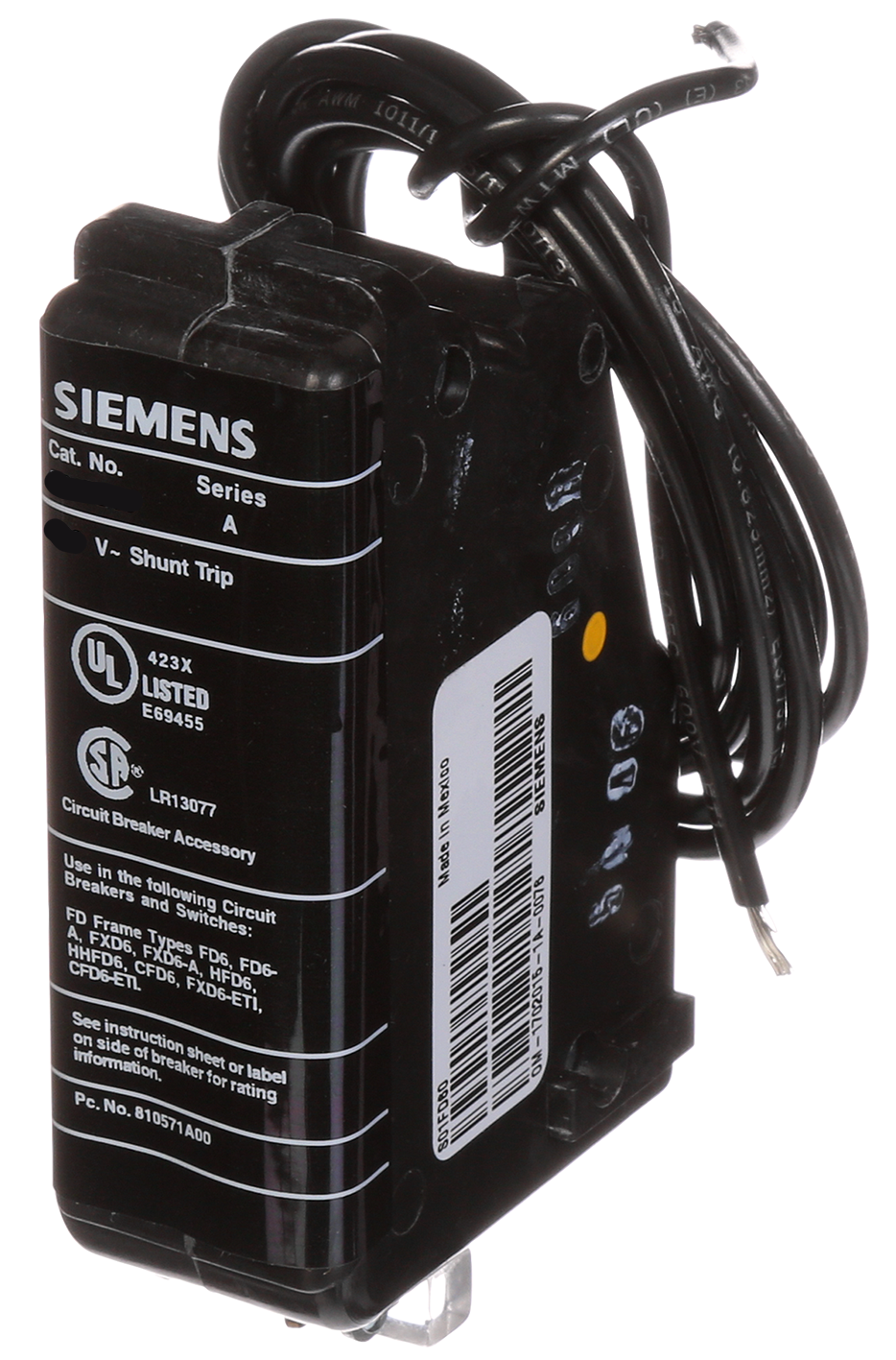 Siemens S02FD60 Circuit Breaker Shunt Trip 208V Sentron Series