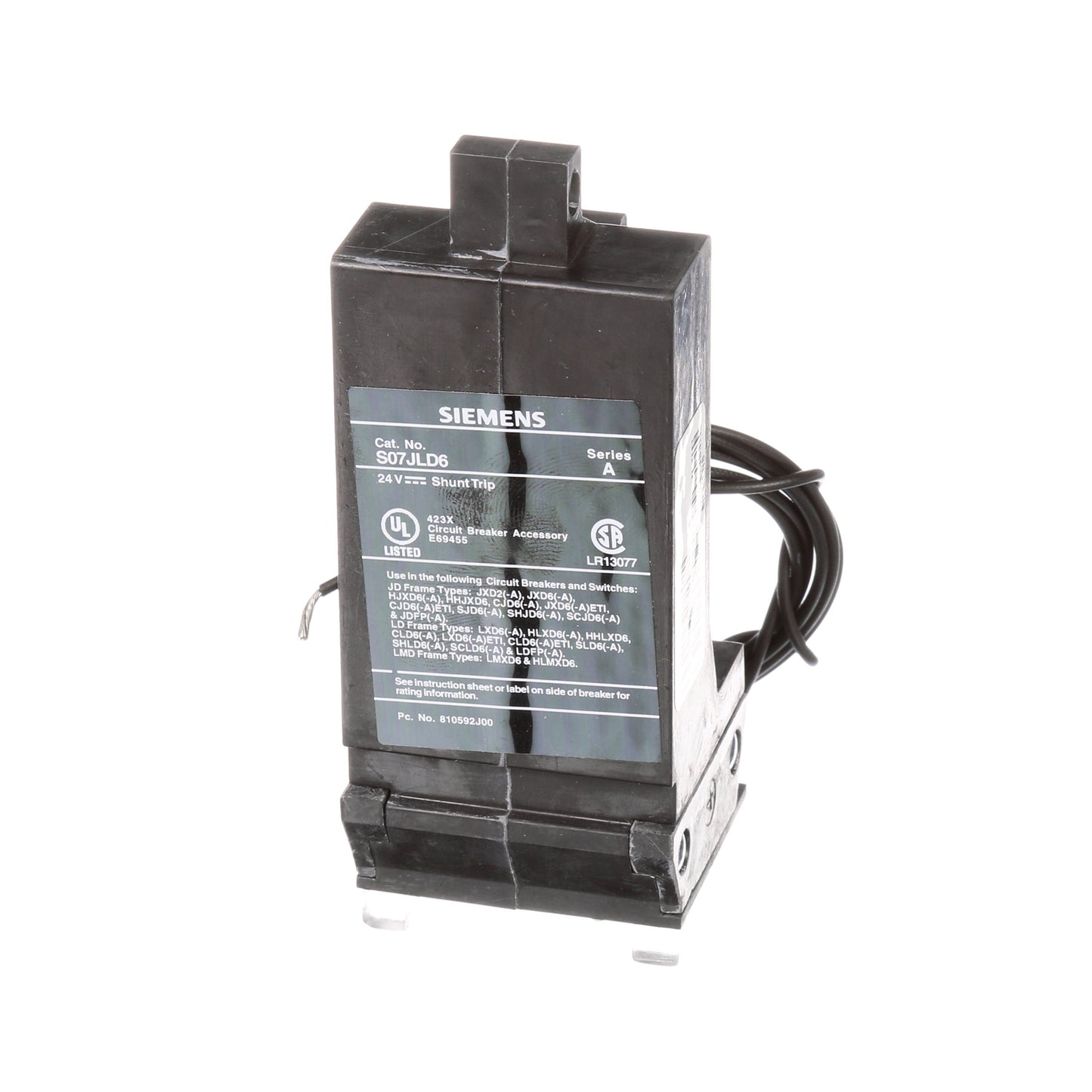 Siemens S07JLD6 Circuit Breaker Shunt Trip | 24V Sentron Series