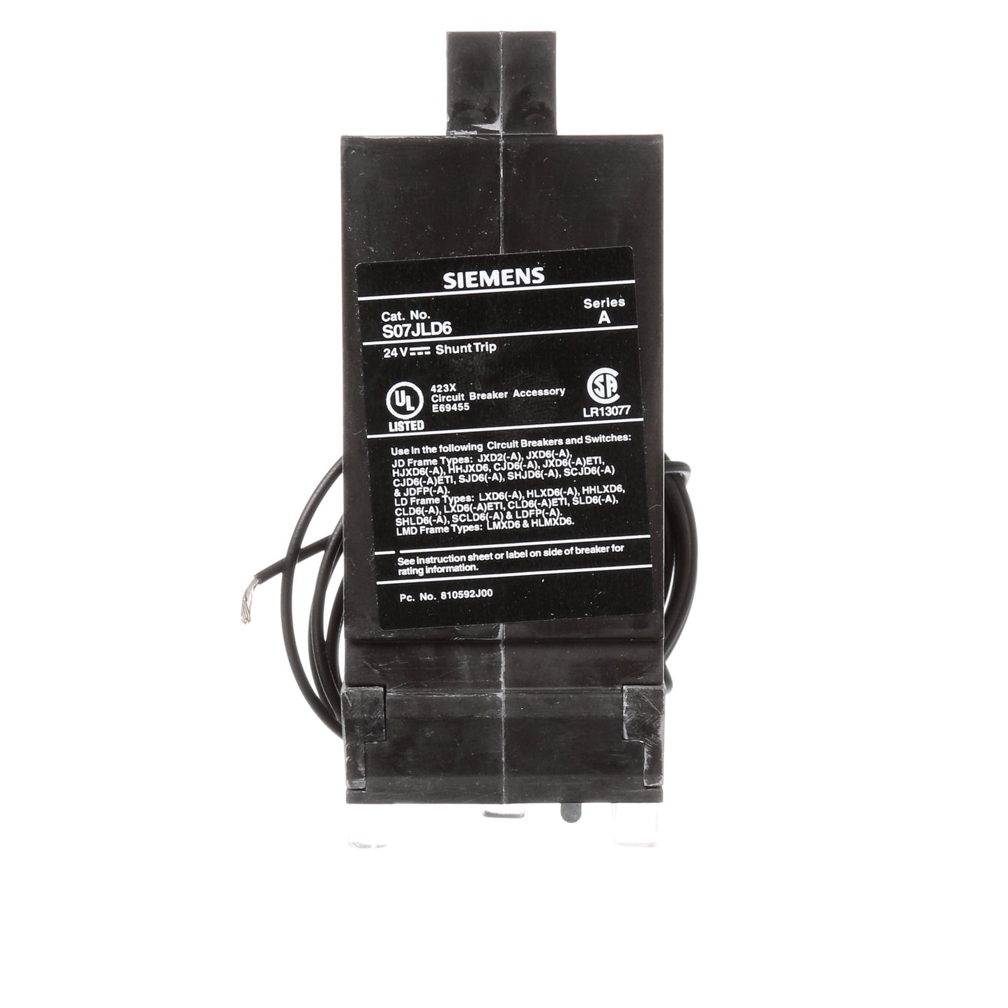Siemens S07JLD6 Circuit Breaker Shunt Trip | 24V Sentron Series