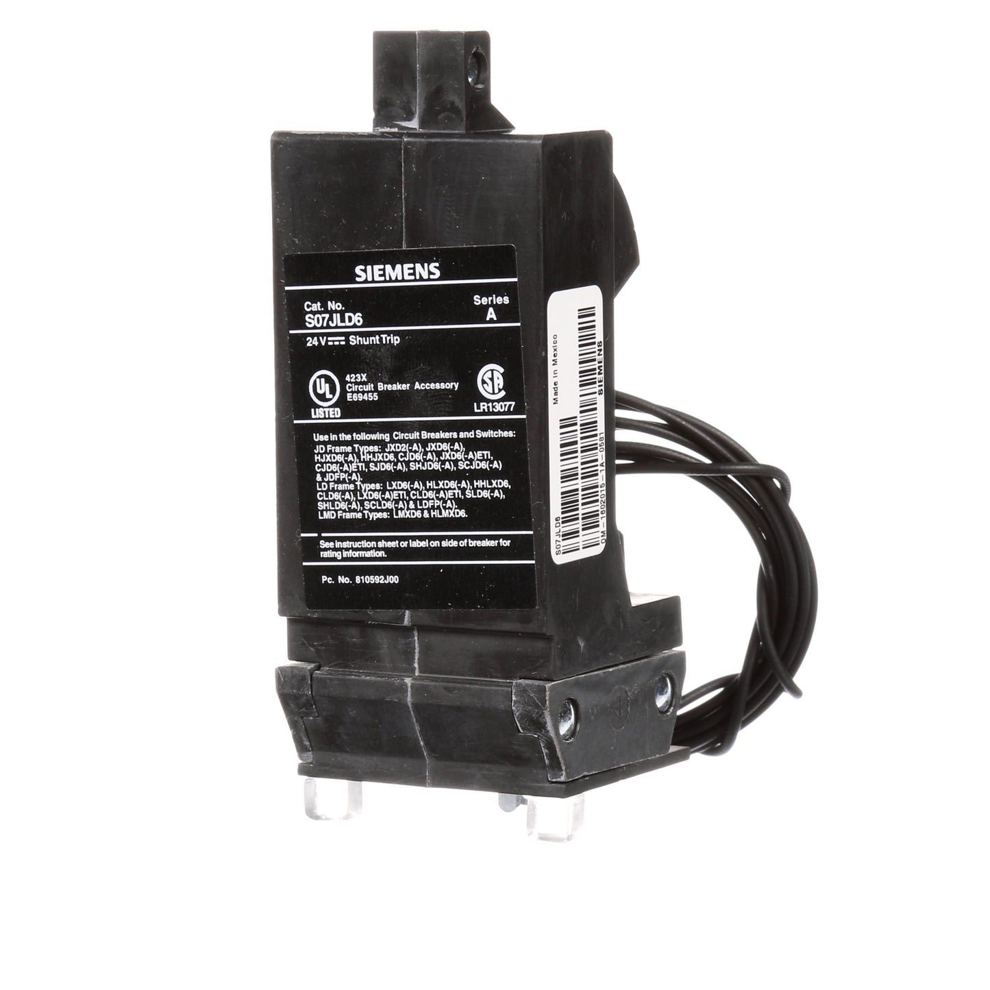 Siemens S07JLD6 Circuit Breaker Shunt Trip | 24V Sentron Series