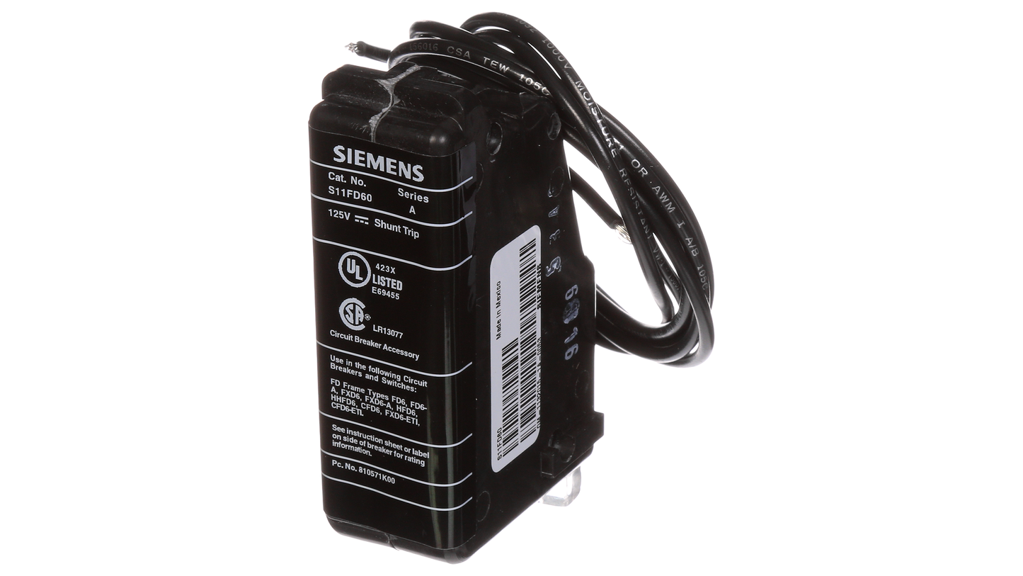Siemens S11FD60 Circuit Breaker Shunt Trip 125/125V Sentron Series