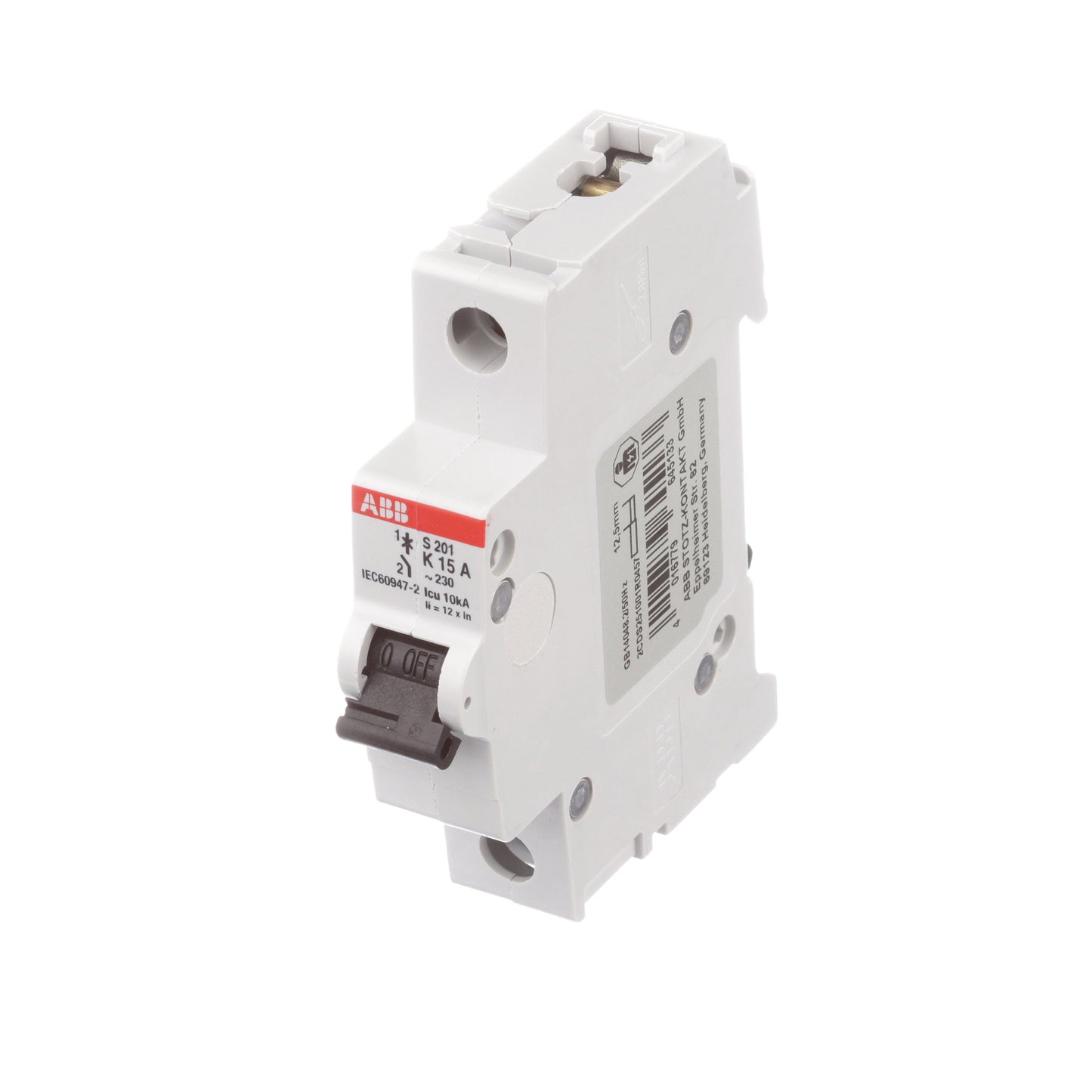 ABB S201-K15 Circuit Breaker | 277V 15A 1P 6kA@277V Feed-Thru S 200 Series
