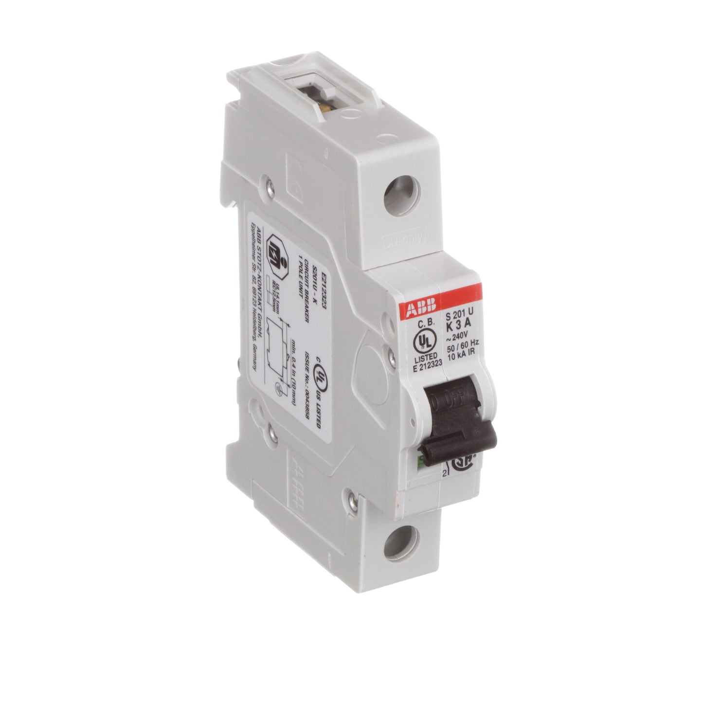 ABB S201U-K3 Circuit Breaker | 240V 3A 1P 10kA@240V Bolt-On S 200 U Series